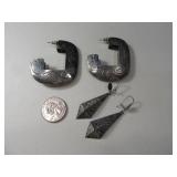 (2) Large Sterling Silver Earring Sets Unique 27g