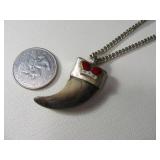 14" Choker Necklace w/ Claw Inlaid  Pendant