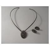 Sterling SouthWest Inlaid LIZARD Necklace/Earrings