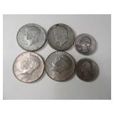 Silver Coins (6) Halves & Quarters
