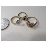 (3) asst GoldFilled GF Rings w/ Stones/Inlay