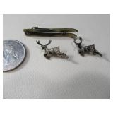 (3) Sterling Jewelry Pins vtg Deer & Skis