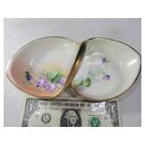 8" NIPPON Vintage Handled Handpained unique Dish