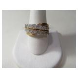 18ktGF Gold Plated sz9 Ring w/ Bling Front Stones