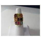 18ktGE Gold Filled sz4.5 Ring w/ 9 Colored Stones