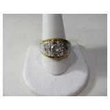sz12 Gold Filled Ring w/ Stone/Silver Front