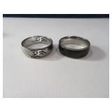 (2) Modern sz13 Mens Rings BandStyle Black/Cutout