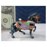 Cast Metal 4" Stash Black Horse Enameled Box