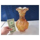 10" Early Carnival Glass Wine Embossed Vase