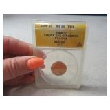 2000 OFF CENTER MisHit Lincoln Cent MS65 Graded