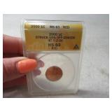 2000 Graded MS63 Off Center MisHit Penny Cent