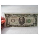 1934 Large Seal $20 Bill Currency UNCiruclated Con