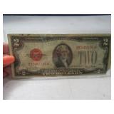 1928 Large RED Seal $2 Note Currency