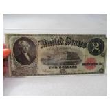 1917 RED Seal LargeSize $2 Bill Note Currency Nice