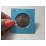 1871 US Seated Liberty Half Dollar Coin Fine