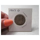 1907-o Barber Quarter Coin