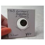 1763 Germany Regenbert 1 Pfennig Silver XF+