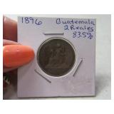 1896 Guatamala 2 REALES Silver Coin
