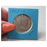 1907-s Barber Half Dollar Coin