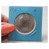 1911-s Barber Half Dollar Coin