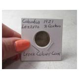 1921 Columbian Lazreto 2 Centavo Colony Coin