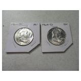 (2) 1963-d Franklin Half Dollars B.U.