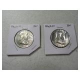 (2) BU Franklin 1963-d Half Dollars