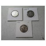 (3) Standing Liberty Quarters 25/27/30