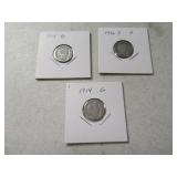 (3) Barber Dimes 1914/1915/1916s