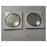 (2) Walking Liberty Half Dollar Coins 1927s/1928s