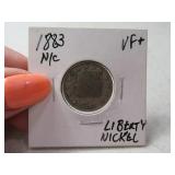 1883 "NO CENTS" Liberty Nickel Coin VF+