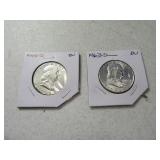 (2) 1963-d Franklin Half Dollars BU
