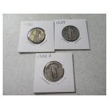 (3) Standing Liberty silver Quarters 1928d/29/30