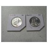 (2) 1963d Franklin Half Dollars BU