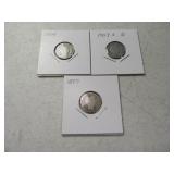 (3) Barber Dimes silver Coins 1897/1904/07s