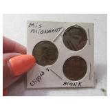 (3) ERROR Pennices 1 cents Misalign/Clip/Blank