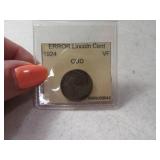 1924 One Cent Cud Penny Coin VF
