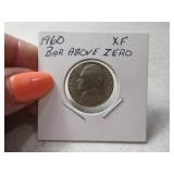 1960 Nickel MISPRINT Bar Above Zero In Date XF