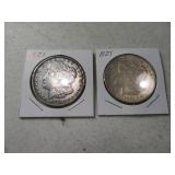 (2) Morgan 1921 Silver Dollars