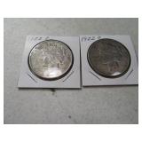(2) 1922d PEACE Silver Dollars