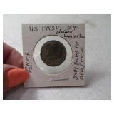 1943 MisPrint Nickel w/ Heavy Lamination on Revers
