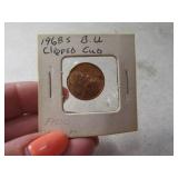 1968 Error BU Penny One Cent Clipped Planchet Coin