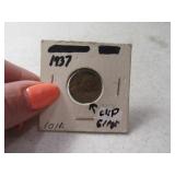 1937 One Cent ERROR Penny w/ Clipped Planchet