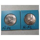 (2) 2007 Kennedy Half Dollars NIFC P&D