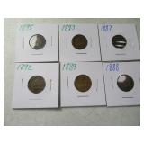 (6) asst Indian Head Pennies Coins Cents