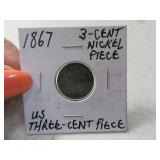 1867 3Cent Nickel RARE Cent Coin Piece