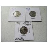 (3) Buffal Nickels 1919/1936d/1937d Nice