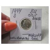 1944-d BU Mercury silver Dime SPLIT BANDS "a"