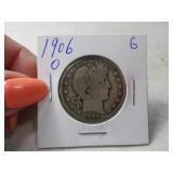 1906-o US Barber Half Dollar Coin silver Good