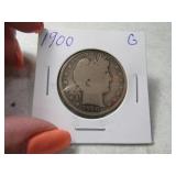 1900 US Barber Half Dollar silver Coin Good